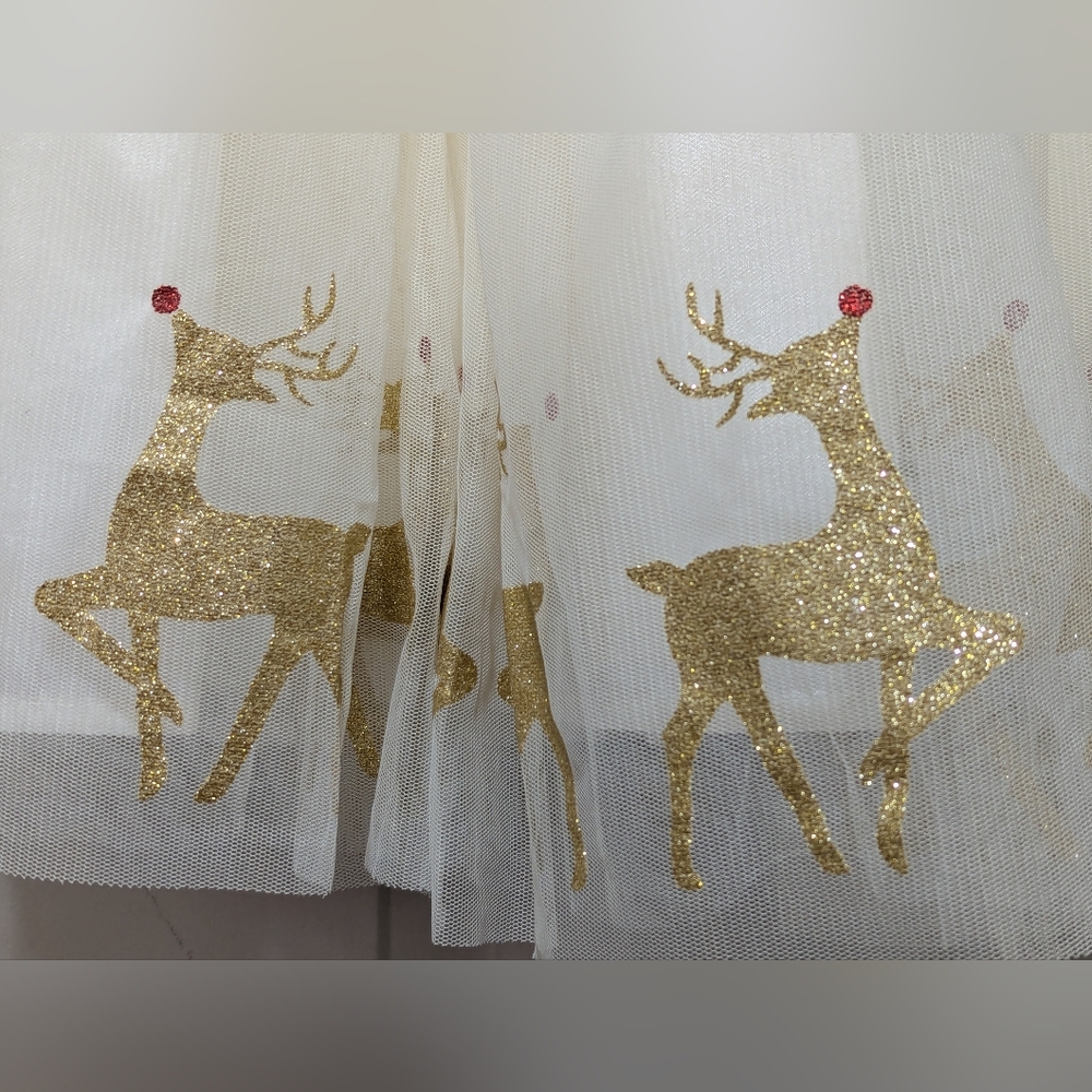 SZ Med (7/8) Girls Lilt Emerald Green Velour Bodice Tulee Reindeer Dress - Picture 6 of 13